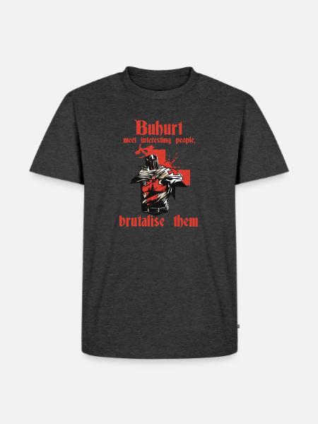 Buhurt Knight Bouhourt Krieger Ritterkampf HEMA - Männer Premium Bio T-Shirt - Anthrazit meliert