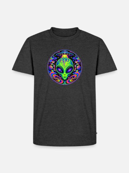 Alien - Männer Premium Bio T-Shirt - Anthrazit meliert