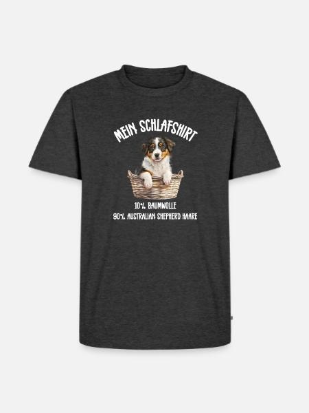 Aussie Welpe Korb Pyjama - Männer Premium Bio T-Shirt - Anthrazit meliert