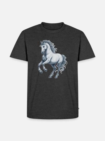 Pferd - Männer Premium Bio T-Shirt - Anthrazit meliert