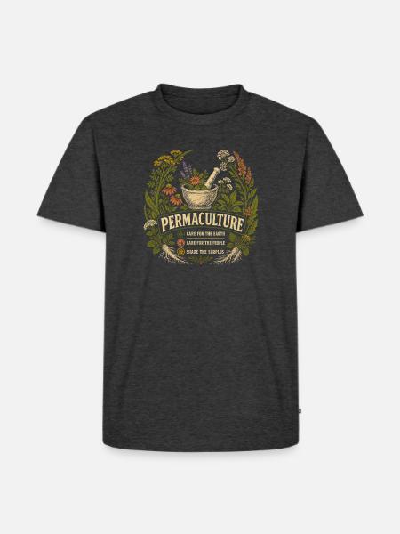 Permakultur-Kräutergarten - Männer Premium Bio T-Shirt - Anthrazit meliert