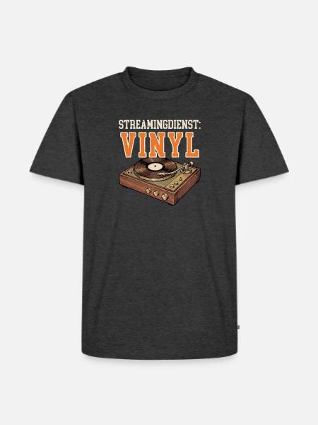 Schallplatten lustig - Streamingdienst: Vinyl - Männer Premium Bio T-Shirt - Anthrazit meliert
