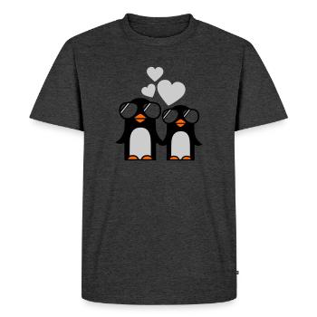 penguins fallen in love - T-shirt Premium bio Homme - anthracite chiné - Devant - Nico (187cm)