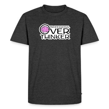Professional Overthinker Funny Brooding Anxiety Logo - Men's Premium Organic T-Shirt - heather anthracite - Front - Nico (187cm)