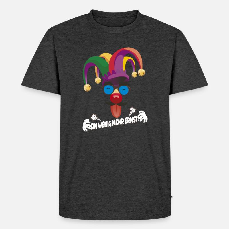 Bunter Jester mit Gläsern - Männer Premium Bio T-Shirt - Anthrazit meliert