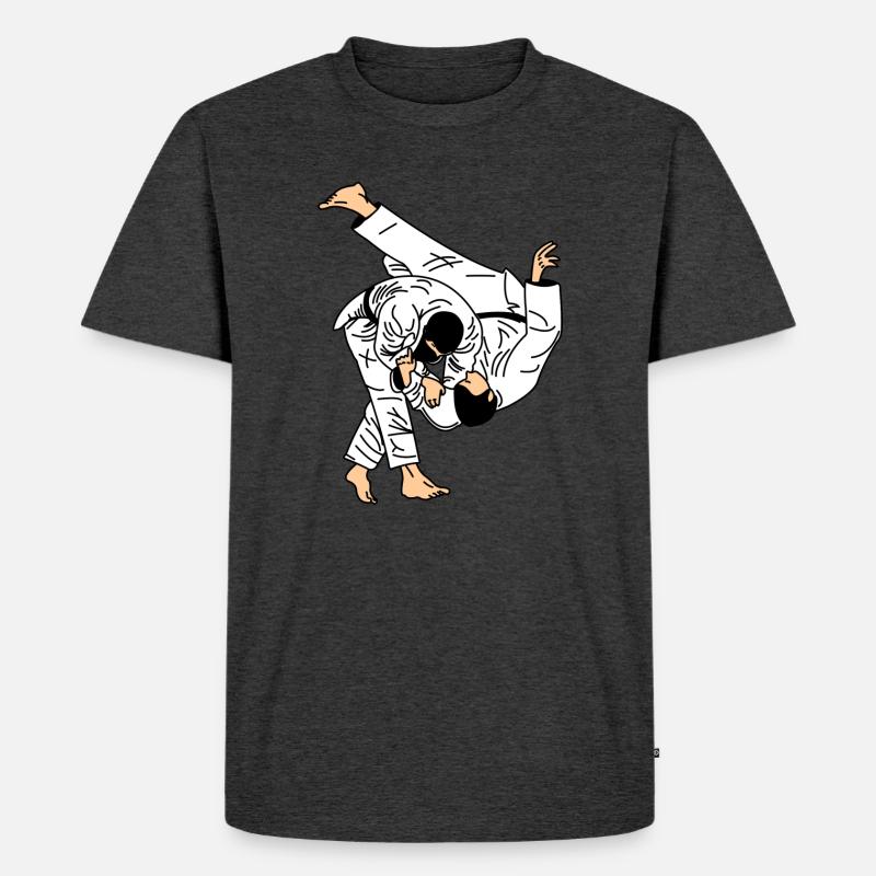 Judo-Wurf im weißen Anzug oder Kimono - Männer Premium Bio T-Shirt - Anthrazit meliert