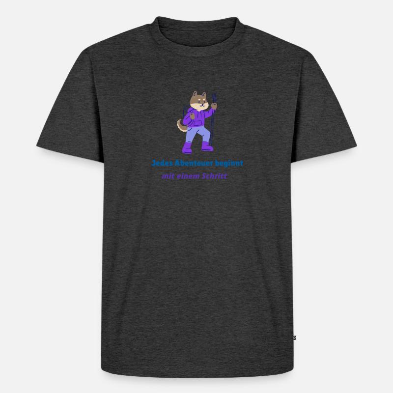 Jedes Abenteuer beginnt mit einem Schritt - Männer Premium Bio T-Shirt - Anthrazit meliert