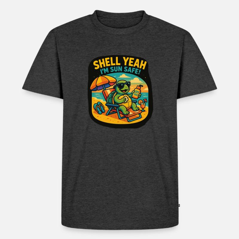 Shell Yeah – Sun Safe Turtle - Männer Premium Bio T-Shirt - Anthrazit meliert