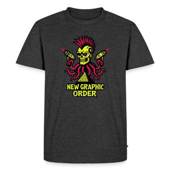 NGO Skull Punk - Men's Premium Organic T-Shirt - heather anthracite - Front - Nico (187cm)