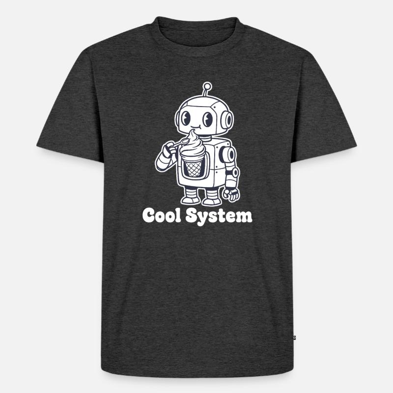 Roboter mit Eiscreme - Männer Premium Bio T-Shirt - Anthrazit meliert