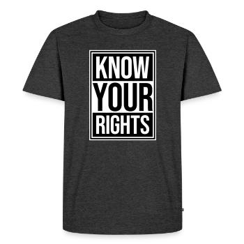 Connaissez vos droits Activisme Justice Liberté - T-shirt Premium bio Homme - anthracite chiné - Devant - Nico (187cm)