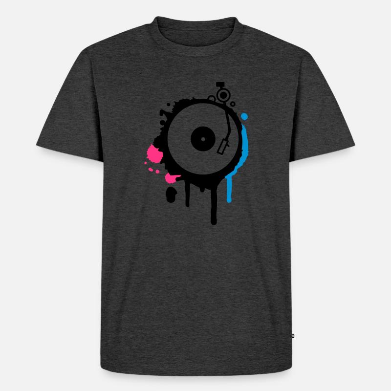 Turntable Graffiti - Men's Premium Organic T-Shirt - heather anthracite
