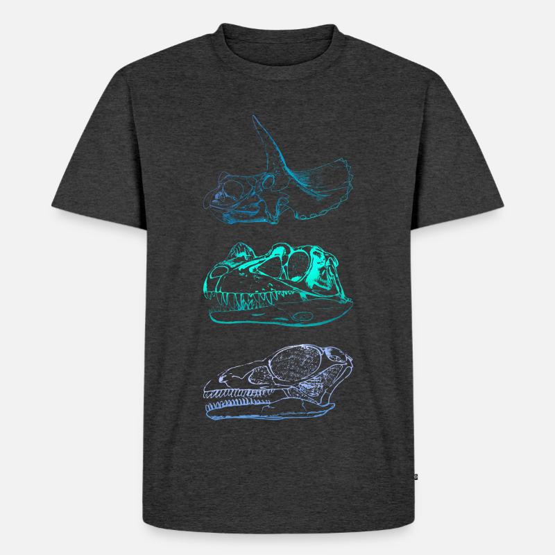Dinosaur Skulls - Men's Premium Organic T-Shirt - heather anthracite
