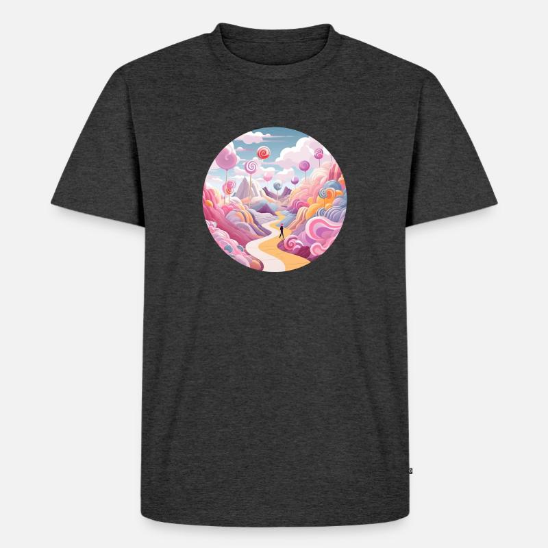 Magische Abenteuer: Whimsical Wanderer - Männer Premium Bio T-Shirt - Anthrazit meliert
