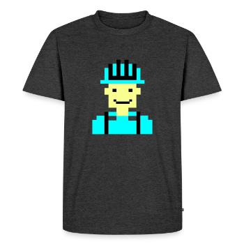 Construction Worker Pixel 01 - Men's Premium Organic T-Shirt - heather anthracite - Front - Nico (187cm)