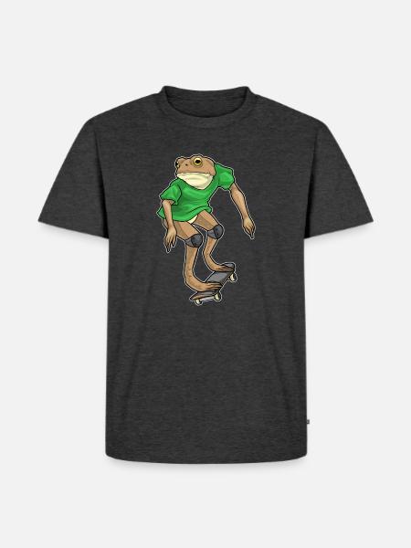 Frog Skater Skateboard - Men's Premium Organic T-Shirt - heather anthracite