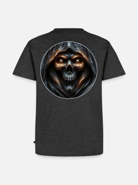 Dark Hooded Skull - Männer Premium Bio T-Shirt - Anthrazit meliert