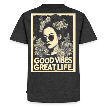 Vibes great Life tattoo - Men's Premium Organic T-Shirt - heather anthracite - Back - Nico (187cm)