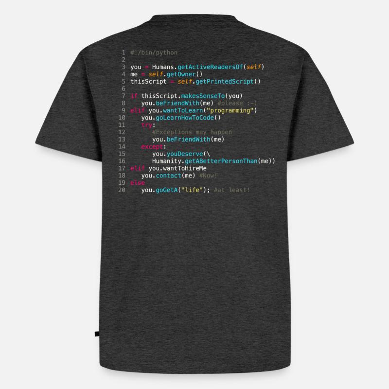 Sei mit Programmierern befreundet (in Python) - Männer Premium Bio T-Shirt - Anthrazit meliert