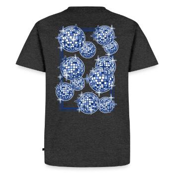 Des boules miroir bleues - T-shirt Premium bio Homme - anthracite chiné - Dos - Nico (187cm)