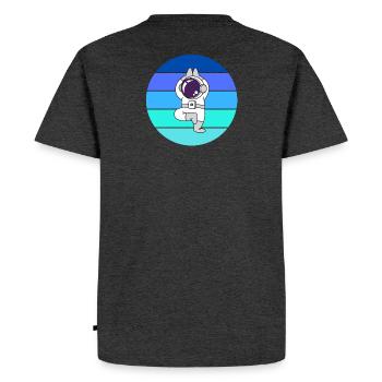astronaute, flying fusée espace - T-shirt Premium bio Homme - anthracite chiné - Dos - Nico (187cm)
