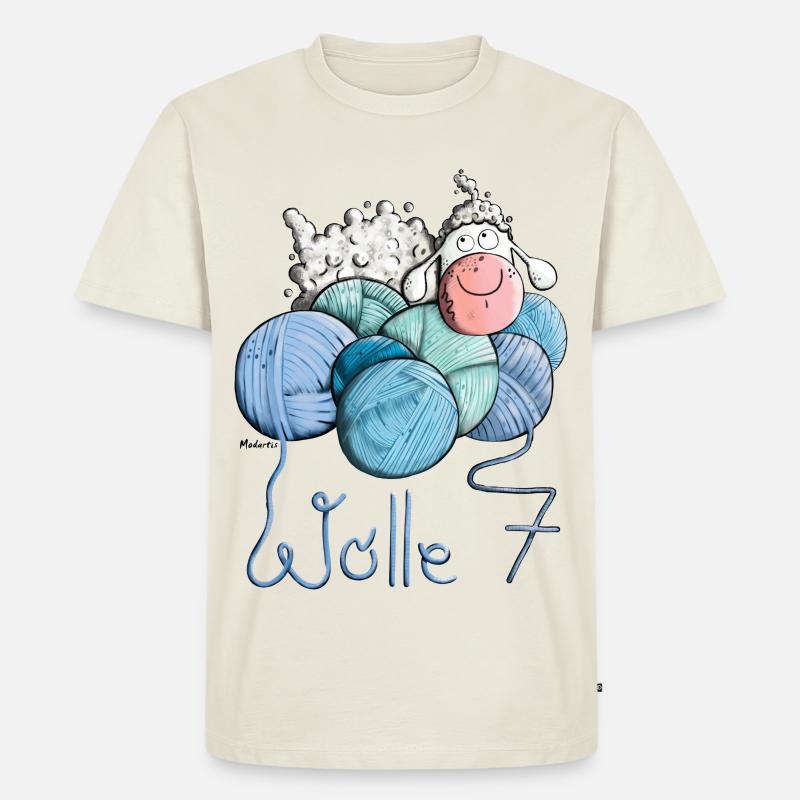 Schaf auf Wolle 7 - Männer Premium Bio T-Shirt - Naturweiß