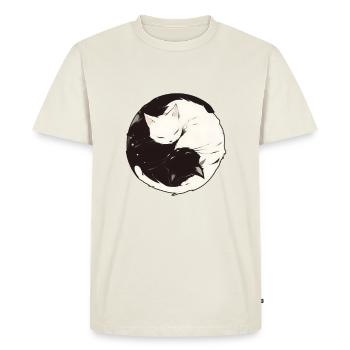 Yin et Yang bouddhisme graphique chats chat support - T-shirt Premium bio Homme - blanc cassé - Devant - Nico (187cm)
