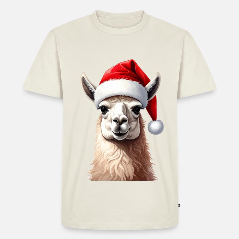 Lama oder Alpaka zu Weihnachten - Männer Premium Bio T-Shirt - Naturweiß
