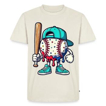 Melting Baseball Mascot with Bat - Men's Premium Organic T-Shirt - off white - Front - Nico (187cm)