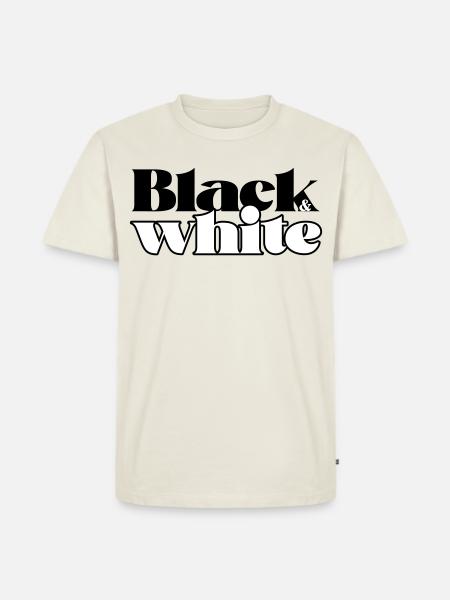 Schwarz-Weiß - Männer Premium Bio T-Shirt - Naturweiß