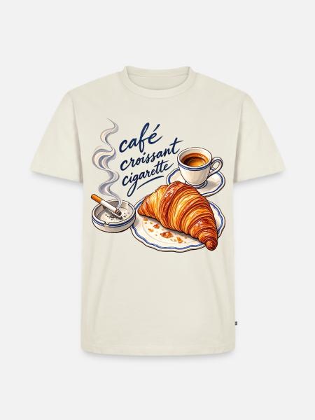 Café Croissant - Männer Premium Bio T-Shirt - Naturweiß