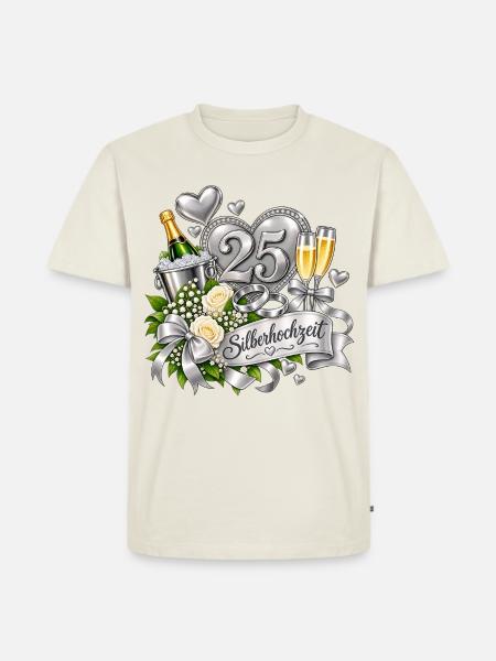 25. Silberhochzeit Festdesign - Männer Premium Bio T-Shirt - Naturweiß