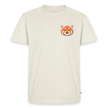 Paresseux, le panda roux tout sourire - T-shirt Premium bio Homme - blanc cassé - Devant - Nico (187cm)