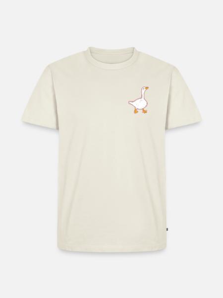Rosa Kontur Ente Cartoon - Männer Premium Bio T-Shirt - Naturweiß