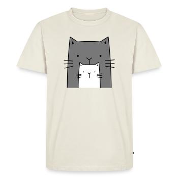 deux chats - grand et petit chat - T-shirt Premium bio Homme - blanc cassé - Devant - Nico (187cm)