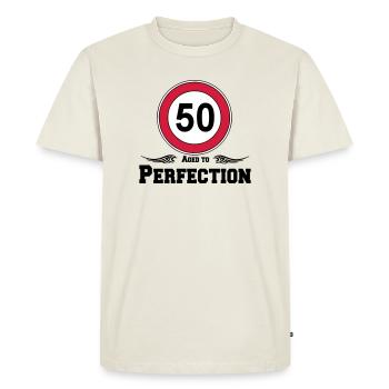 50.Geburtstag , 50 Aged to Perfection .. (25) - Men's Premium Organic T-Shirt - off white - Front - Nico (187cm)