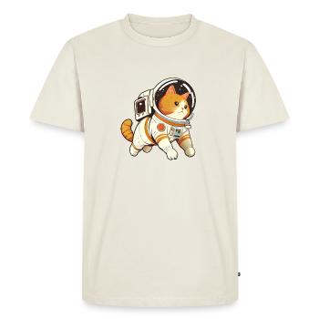 Chat mignon de l'espace - Humour animaux drôle - T-shirt Premium bio Homme - blanc cassé - Devant - Nico (187cm)