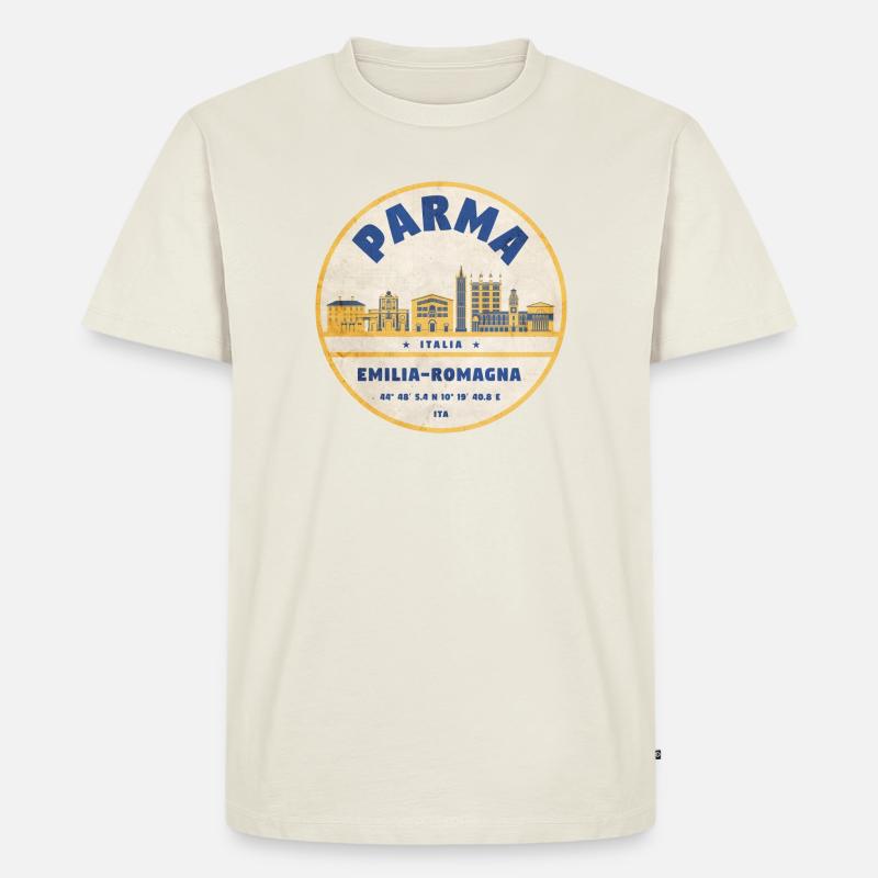 Parma Skyline Emilia Romagna Sticker - Männer Premium Bio T-Shirt - Naturweiß