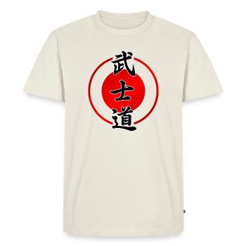 Le Bushido | La voie du guerrier - T-shirt Premium bio Homme - blanc cassé - Devant - Nico (187cm)