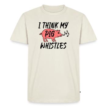Je pense que mon cochon siffle - T-shirt Premium bio Homme - blanc cassé - Devant - Nico (187cm)