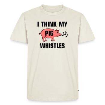 Je pense que mon cochon siffle - T-shirt Premium bio Homme - blanc cassé - Devant - Nico (187cm)