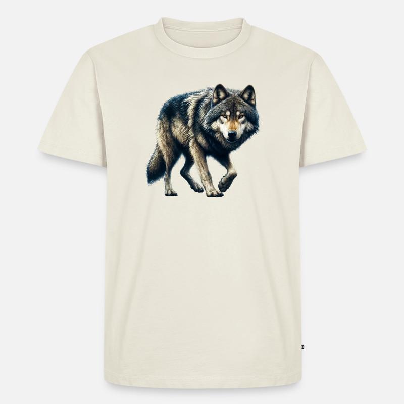 Wolf - Männer Premium Bio T-Shirt - Naturweiß