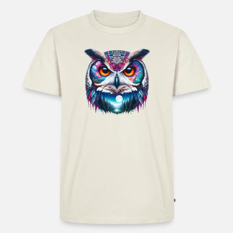 Eule - Männer Premium Bio T-Shirt - Naturweiß