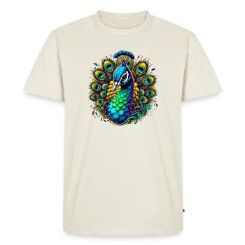 Peacock - Men's Premium Organic T-Shirt - off white - Front - Nico (187cm)