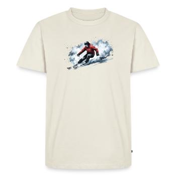 Skiers Deep Snow Freeride Action - Men's Premium Organic T-Shirt - off white - Front - Nico (187cm)