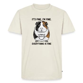 C’est bon, je vais bien café, cochon d’Inde. - T-shirt Premium bio Homme - blanc cassé - Devant - Nico (187cm)