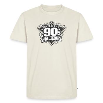 Fabriqué dans les années 90 : logo rétro - T-shirt Premium bio Homme - blanc cassé - Devant - Nico (187cm)