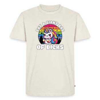 Rainbow Unicorn Power Motif - Men's Premium Organic T-Shirt - off white - Front - Nico (187cm)