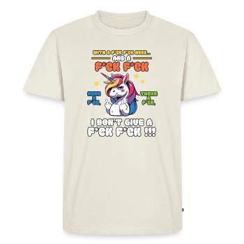Licorne colorée avec un dicton espiègle Old McDonald - T-shirt Premium bio Homme - blanc cassé - Devant - Nico (187cm)