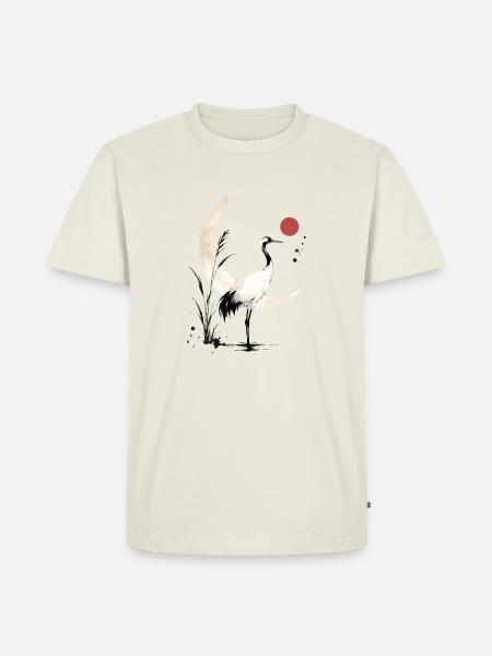 Mondsichelkranich - Männer Premium Bio T-Shirt - Naturweiß
